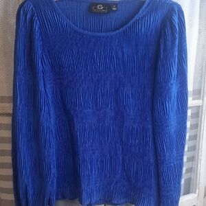 G by Giuliana Royal Blue Pleated Long Sleeve Top Size M